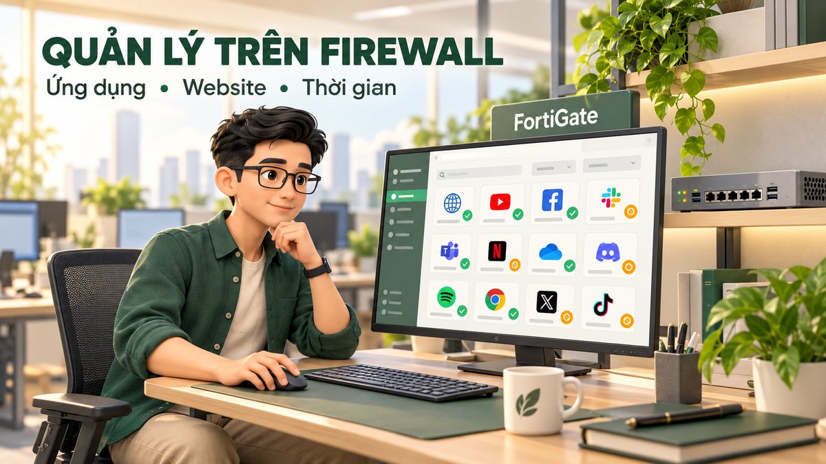 Quản lý ứng dụng, website và thời gian trên FortiGate firewall.
