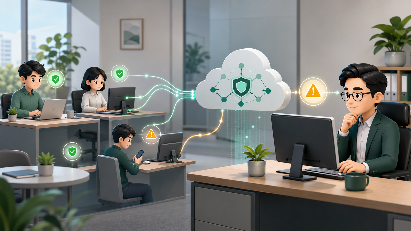Luồng thu thập tín hiệu endpoint, tương quan trên cloud và chuyển thành cảnh báo ưu tiên