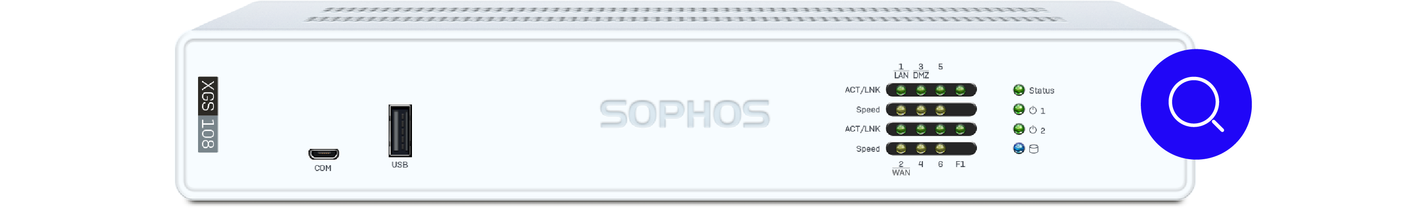 Thiết bị Sophos XGS 108 nhìn từ mặt trước