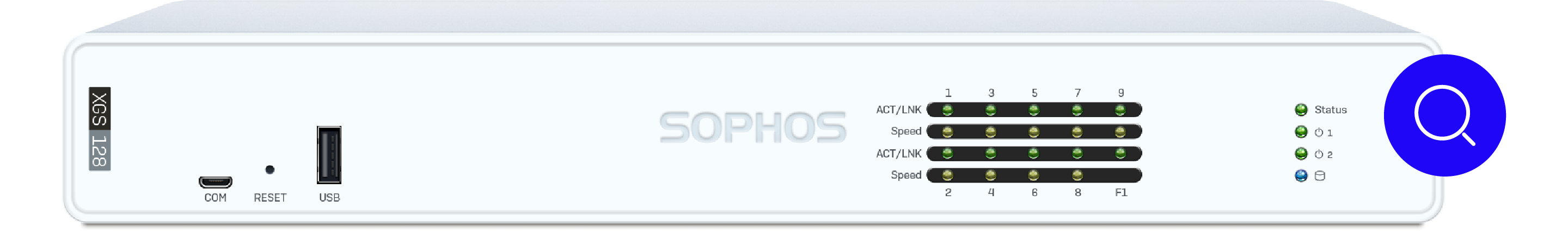 Thiết bị Sophos XGS 128 nhìn từ mặt trước